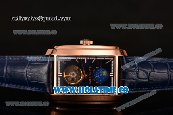 Patek Philippe Gondolo Asia Manual Winding Rose Gold Case with Blue Dial and Stick Markers - Click Image to Close